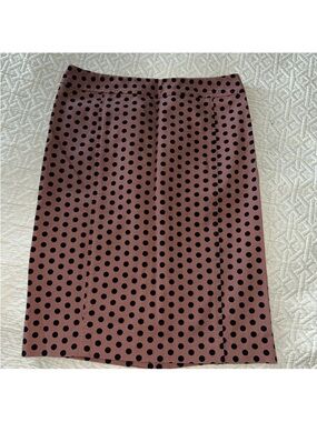 Ann Taylor LOFT Pink Pencil Skirt with Black Polka Dots size 2